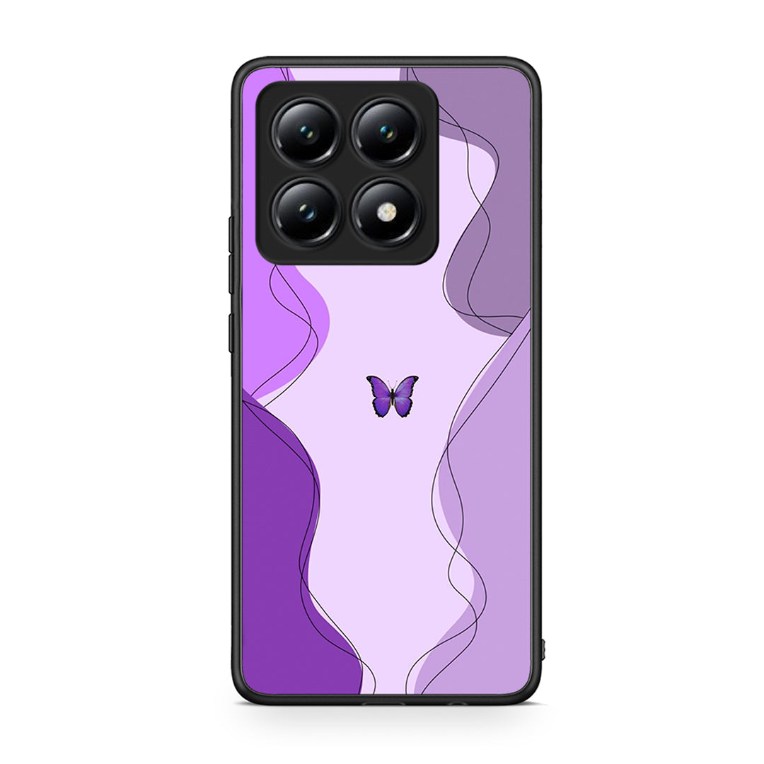Xiaomi 14T Purple Mariposa Θήκη Αγίου Βαλεντίνου από τη Smartfits με σχέδιο στο πίσω μέρος και μαύρο περίβλημα | Smartphone case with colorful back and black bezels by Smartfits