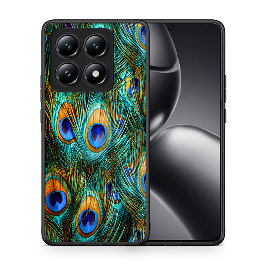 Θήκη Xiaomi 14T Real Peacock Feathers από τη Smartfits με σχέδιο στο πίσω μέρος και μαύρο περίβλημα | Xiaomi 14T Real Peacock Feathers case with colorful back and black bezels