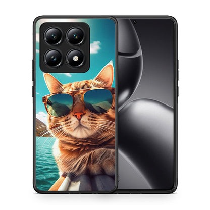 Θήκη Xiaomi 14T Summer Cat από τη Smartfits με σχέδιο στο πίσω μέρος και μαύρο περίβλημα | Xiaomi 14T Summer Cat case with colorful back and black bezels