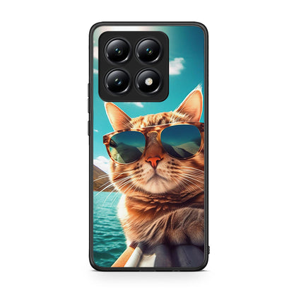 Xiaomi 14T Summer Cat θήκη από τη Smartfits με σχέδιο στο πίσω μέρος και μαύρο περίβλημα | Smartphone case with colorful back and black bezels by Smartfits