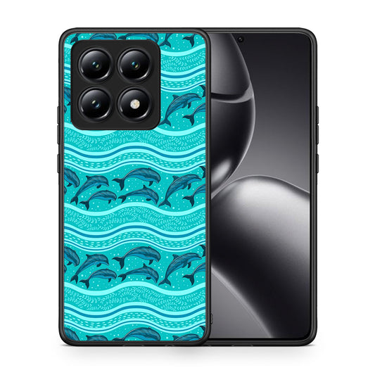Θήκη Xiaomi 14T Swimming Dolphins από τη Smartfits με σχέδιο στο πίσω μέρος και μαύρο περίβλημα | Xiaomi 14T Swimming Dolphins case with colorful back and black bezels