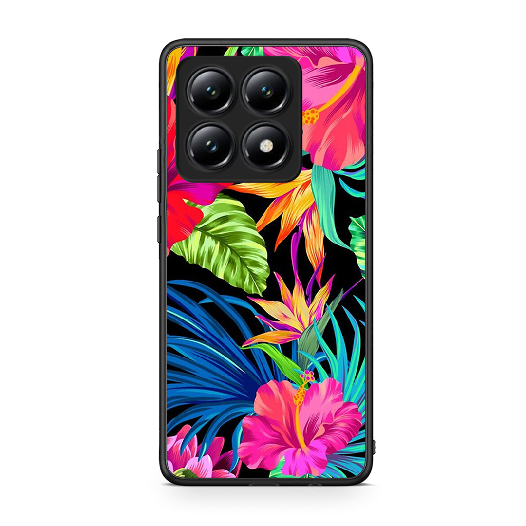 Xiaomi 14T Tropical Flowers θήκη από τη Smartfits με σχέδιο στο πίσω μέρος και μαύρο περίβλημα | Smartphone case with colorful back and black bezels by Smartfits