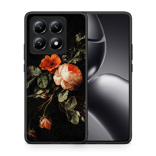 Θήκη Xiaomi 14T Vintage Roses από τη Smartfits με σχέδιο στο πίσω μέρος και μαύρο περίβλημα | Xiaomi 14T Vintage Roses case with colorful back and black bezels