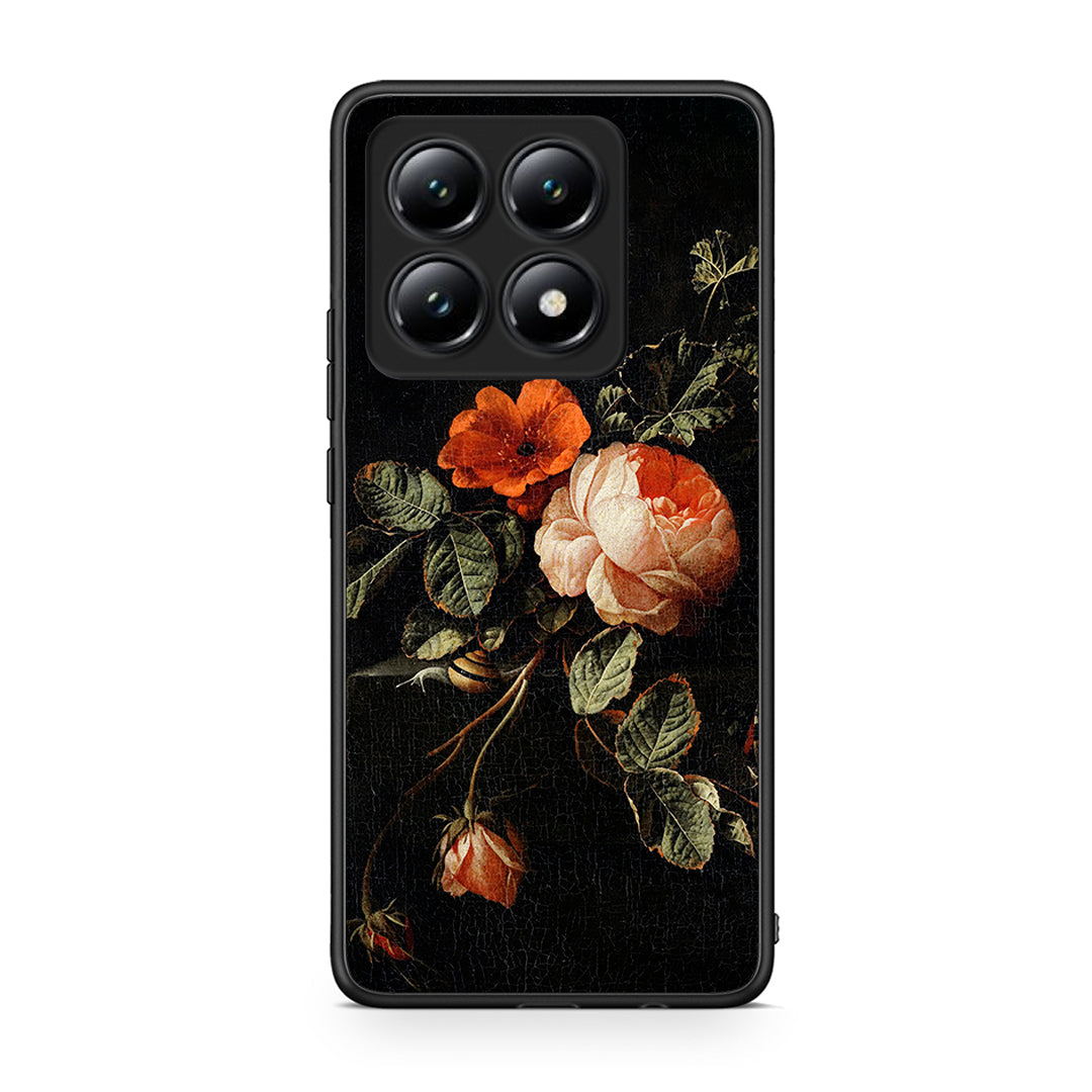 Xiaomi 14T Vintage Roses θήκη από τη Smartfits με σχέδιο στο πίσω μέρος και μαύρο περίβλημα | Smartphone case with colorful back and black bezels by Smartfits