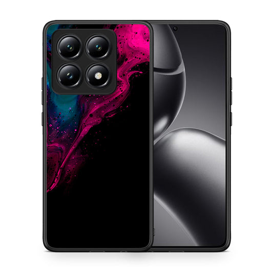 Θήκη Xiaomi 14T Pink Black Watercolor από τη Smartfits με σχέδιο στο πίσω μέρος και μαύρο περίβλημα | Xiaomi 14T Pink Black Watercolor case with colorful back and black bezels