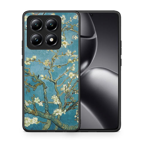 Θήκη Xiaomi 14T White Blossoms από τη Smartfits με σχέδιο στο πίσω μέρος και μαύρο περίβλημα | Xiaomi 14T White Blossoms case with colorful back and black bezels