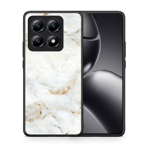 Θήκη Xiaomi 14T White Gold Marble από τη Smartfits με σχέδιο στο πίσω μέρος και μαύρο περίβλημα | Xiaomi 14T White Gold Marble case with colorful back and black bezels