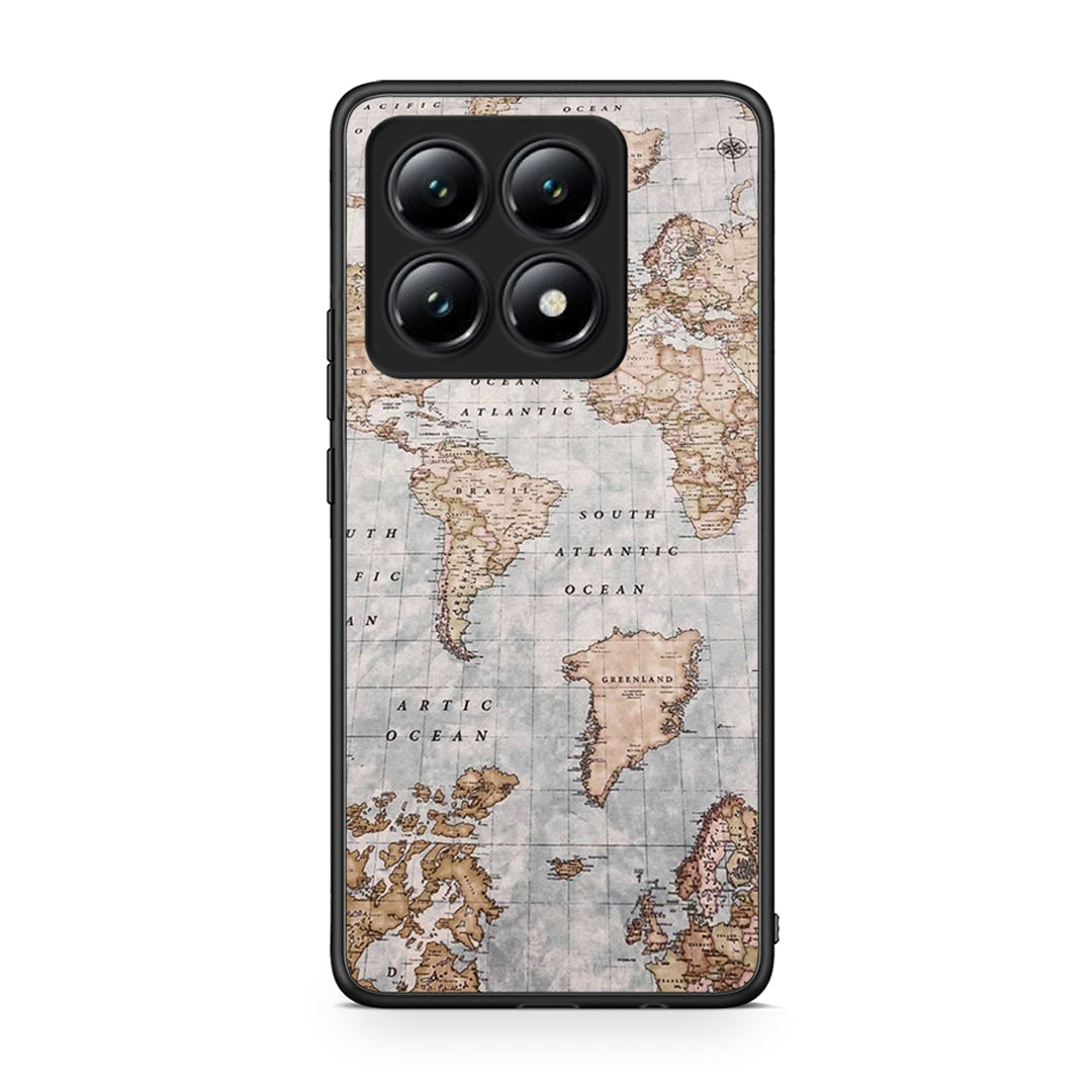 Xiaomi 14T World Map Θήκη από τη Smartfits με σχέδιο στο πίσω μέρος και μαύρο περίβλημα | Smartphone case with colorful back and black bezels by Smartfits