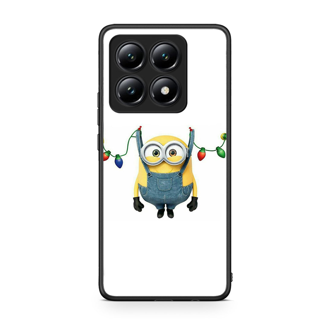 Xiaomi 14T Xmas Minion Lights θήκη από τη Smartfits με σχέδιο στο πίσω μέρος και μαύρο περίβλημα | Smartphone case with colorful back and black bezels by Smartfits