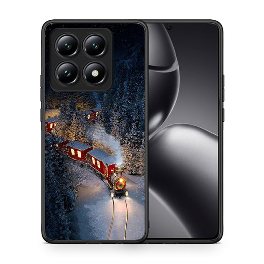 Θήκη Xiaomi 14T Xmas Train από τη Smartfits με σχέδιο στο πίσω μέρος και μαύρο περίβλημα | Xiaomi 14T Xmas Train case with colorful back and black bezels