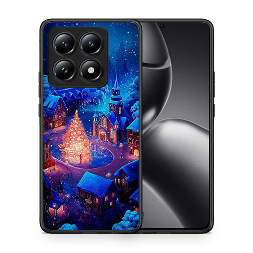 Θήκη Xiaomi 14T Xmas Village από τη Smartfits με σχέδιο στο πίσω μέρος και μαύρο περίβλημα | Xiaomi 14T Xmas Village case with colorful back and black bezels