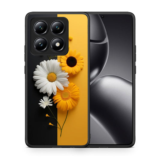 Θήκη Xiaomi 14T Yellow Daisies από τη Smartfits με σχέδιο στο πίσω μέρος και μαύρο περίβλημα | Xiaomi 14T Yellow Daisies case with colorful back and black bezels