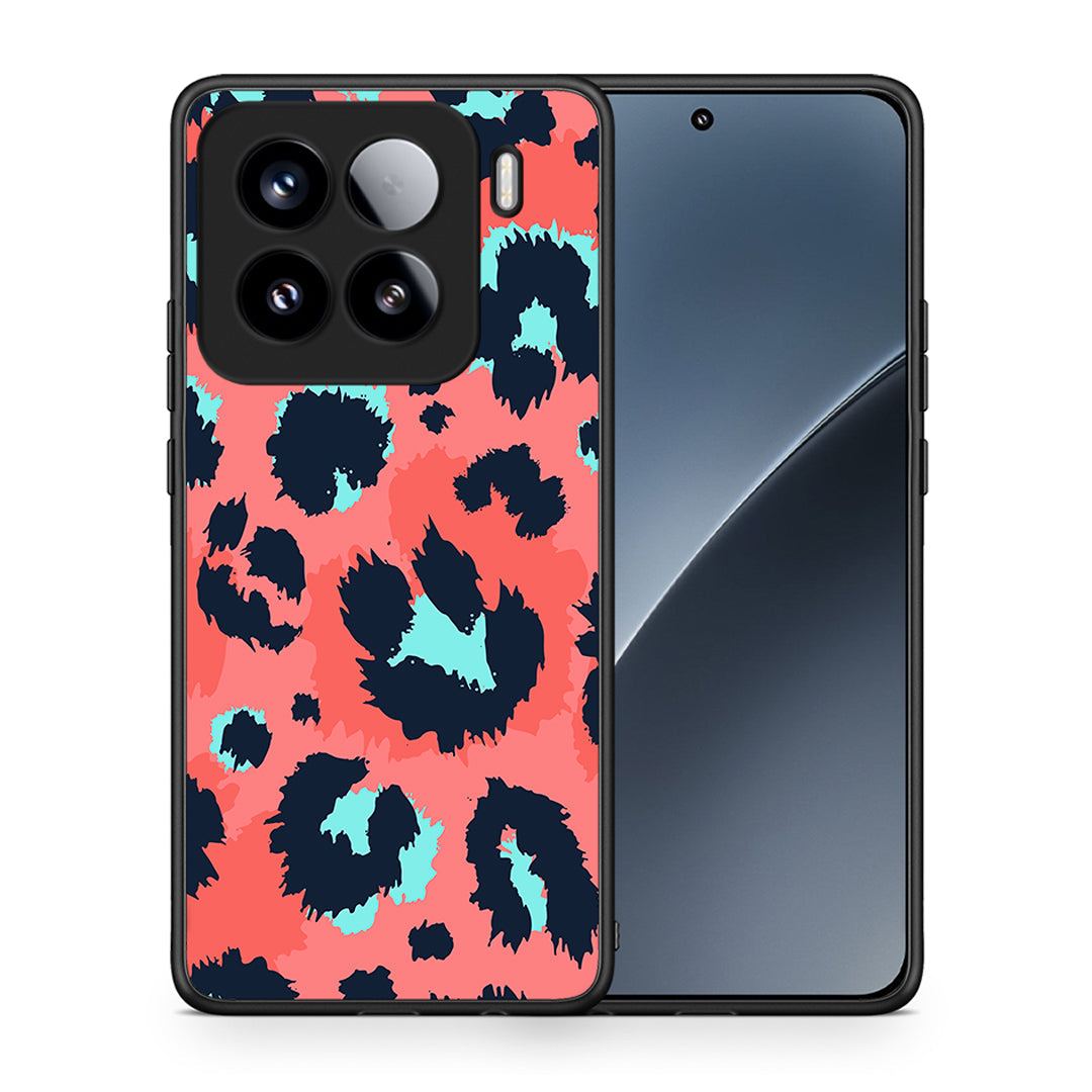 Θήκη Xiaomi 15 Pink Leopard Animal από τη Smartfits με σχέδιο στο πίσω μέρος και μαύρο περίβλημα | Xiaomi 15 Pink Leopard Animal case with colorful back and black bezels