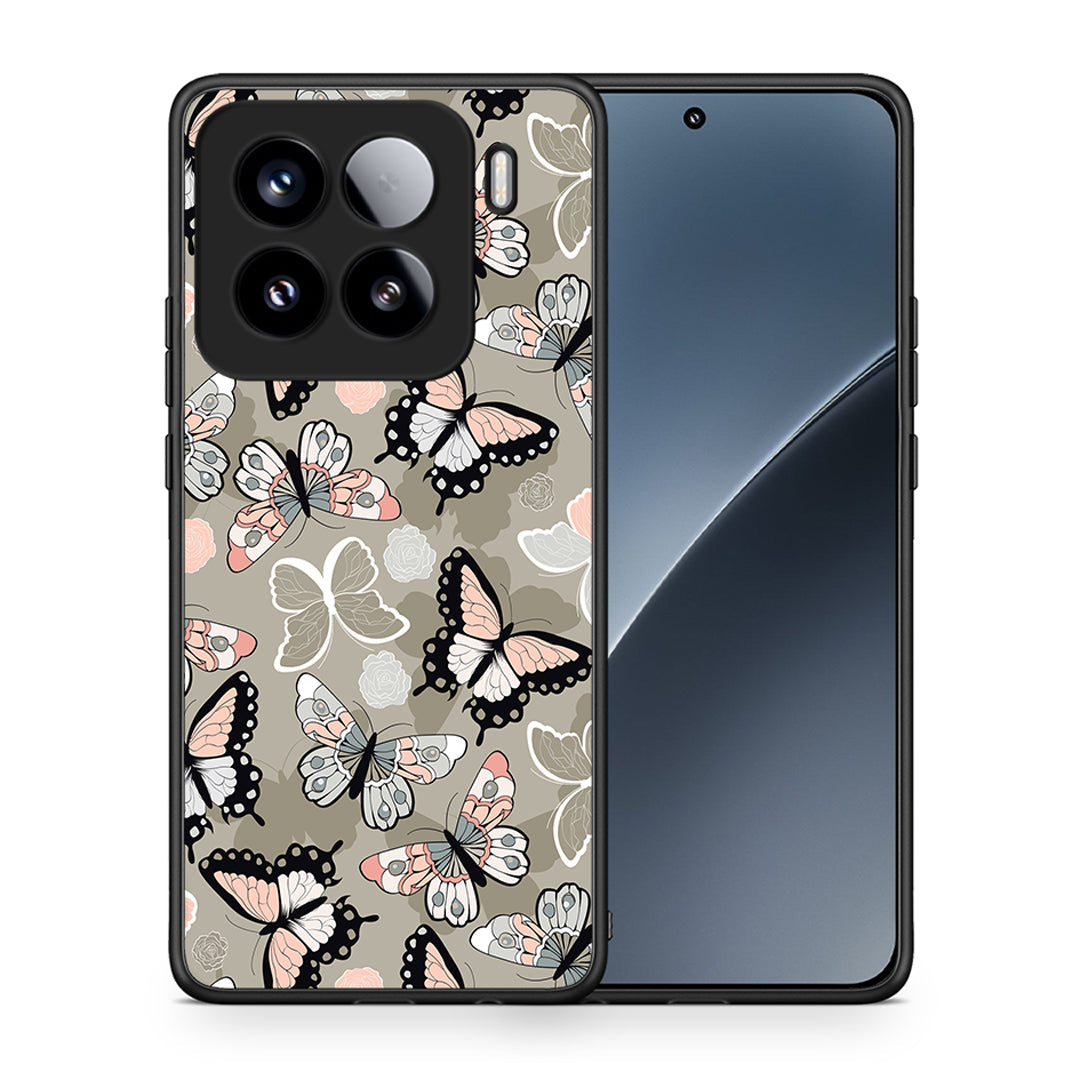 Θήκη Xiaomi 15 Butterflies Boho από τη Smartfits με σχέδιο στο πίσω μέρος και μαύρο περίβλημα | Xiaomi 15 Butterflies Boho case with colorful back and black bezels