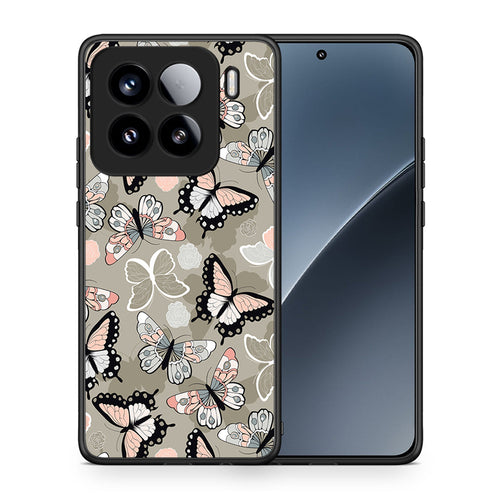 Θήκη Xiaomi 15 Butterflies Boho από τη Smartfits με σχέδιο στο πίσω μέρος και μαύρο περίβλημα | Xiaomi 15 Butterflies Boho case with colorful back and black bezels