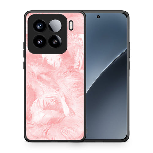 Θήκη Xiaomi 15 Pink Feather Boho από τη Smartfits με σχέδιο στο πίσω μέρος και μαύρο περίβλημα | Xiaomi 15 Pink Feather Boho case with colorful back and black bezels