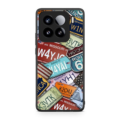 Xiaomi 15 Car Plates θήκη από τη Smartfits με σχέδιο στο πίσω μέρος και μαύρο περίβλημα | Smartphone case with colorful back and black bezels by Smartfits