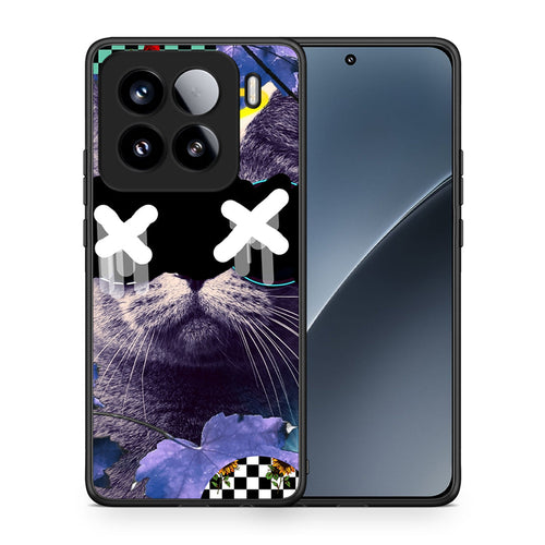 Θήκη Xiaomi 15 Cat Collage από τη Smartfits με σχέδιο στο πίσω μέρος και μαύρο περίβλημα | Xiaomi 15 Cat Collage case with colorful back and black bezels