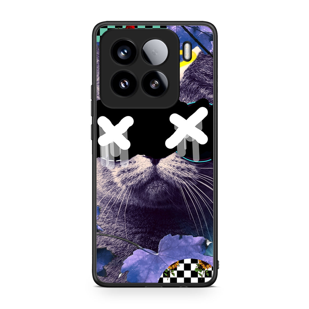 Xiaomi 15 Cat Collage θήκη από τη Smartfits με σχέδιο στο πίσω μέρος και μαύρο περίβλημα | Smartphone case with colorful back and black bezels by Smartfits