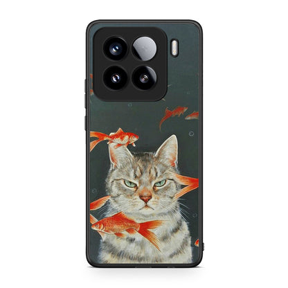 Xiaomi 15 Cat Goldfish θήκη από τη Smartfits με σχέδιο στο πίσω μέρος και μαύρο περίβλημα | Smartphone case with colorful back and black bezels by Smartfits
