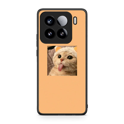 Xiaomi 15 Cat Tongue θήκη από τη Smartfits με σχέδιο στο πίσω μέρος και μαύρο περίβλημα | Smartphone case with colorful back and black bezels by Smartfits