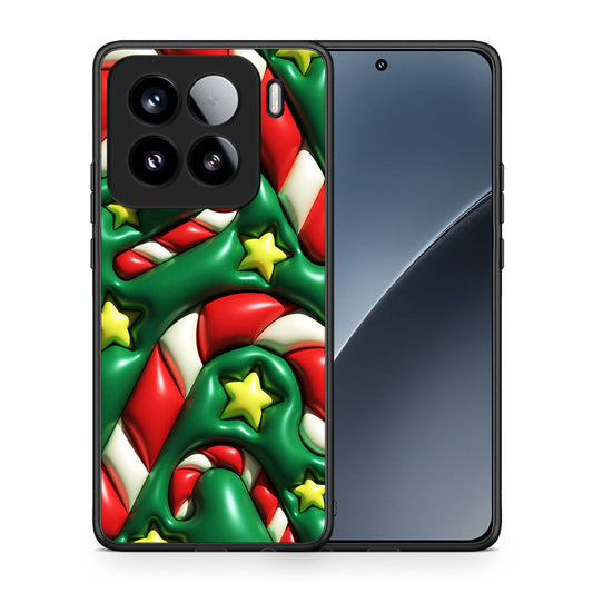 Θήκη Xiaomi 15 Christmas Bubbles από τη Smartfits με σχέδιο στο πίσω μέρος και μαύρο περίβλημα | Xiaomi 15 Christmas Bubbles case with colorful back and black bezels