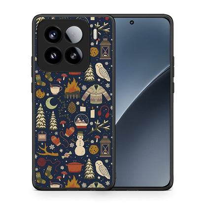 Θήκη Xiaomi 15 Christmas Elements από τη Smartfits με σχέδιο στο πίσω μέρος και μαύρο περίβλημα | Xiaomi 15 Christmas Elements case with colorful back and black bezels