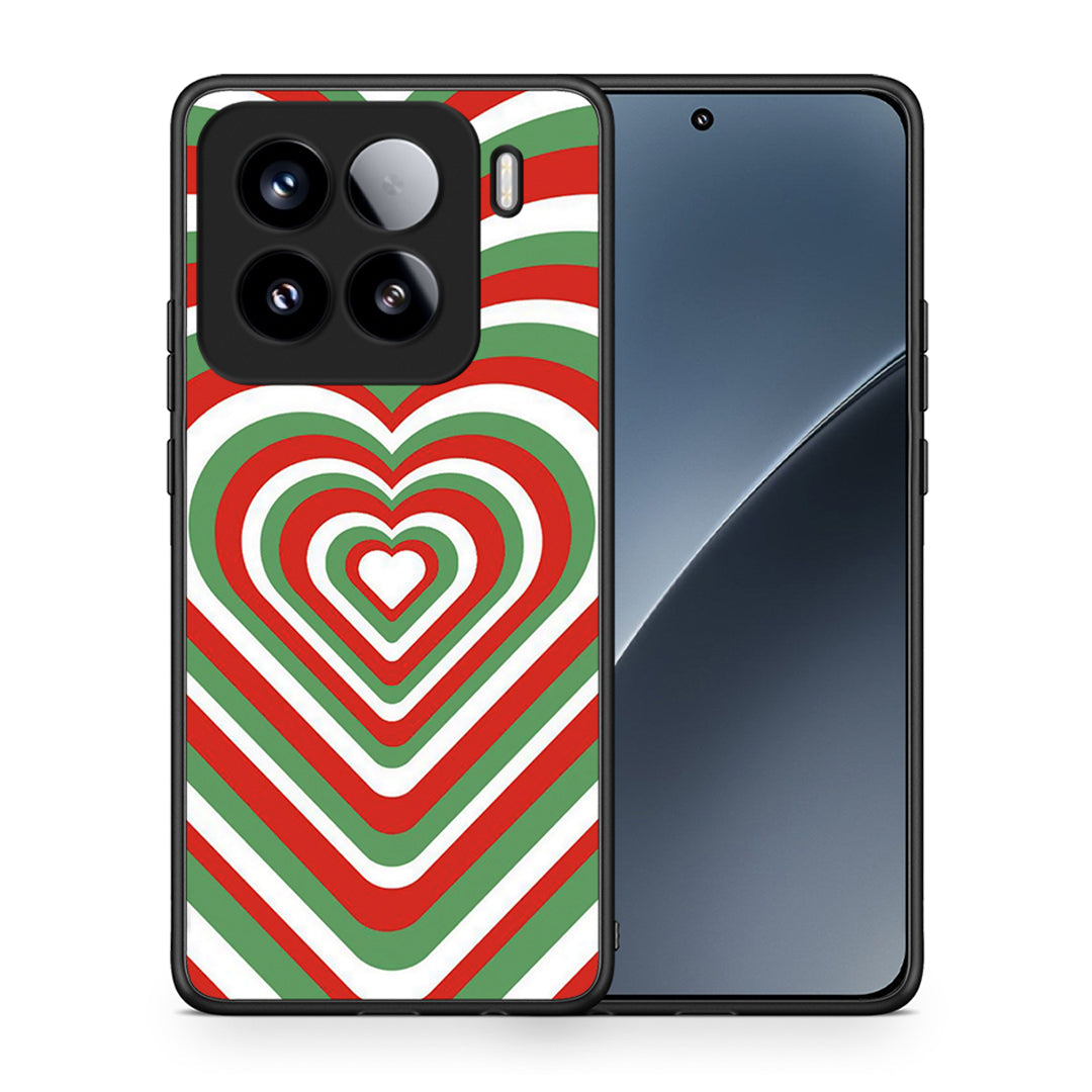 Θήκη Xiaomi 15 Christmas Hearts από τη Smartfits με σχέδιο στο πίσω μέρος και μαύρο περίβλημα | Xiaomi 15 Christmas Hearts case with colorful back and black bezels