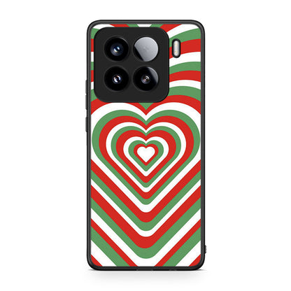 Xiaomi 15 Christmas Hearts θήκη από τη Smartfits με σχέδιο στο πίσω μέρος και μαύρο περίβλημα | Smartphone case with colorful back and black bezels by Smartfits