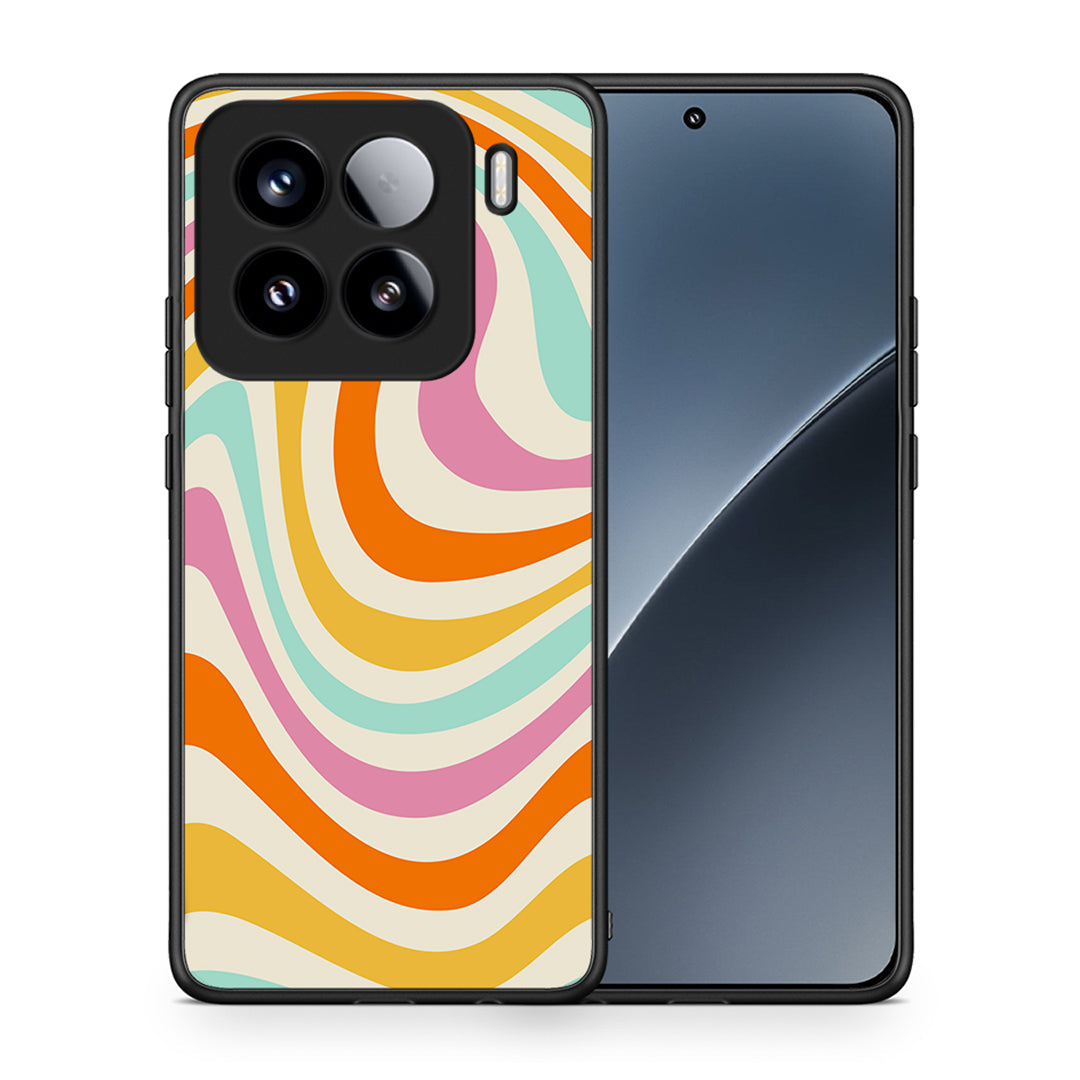 Θήκη Xiaomi 15 Colourful Waves από τη Smartfits με σχέδιο στο πίσω μέρος και μαύρο περίβλημα | Xiaomi 15 Colourful Waves case with colorful back and black bezels