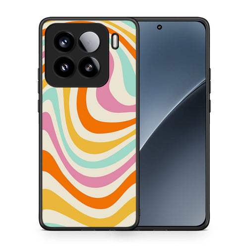 Θήκη Xiaomi 15 Colourful Waves από τη Smartfits με σχέδιο στο πίσω μέρος και μαύρο περίβλημα | Xiaomi 15 Colourful Waves case with colorful back and black bezels