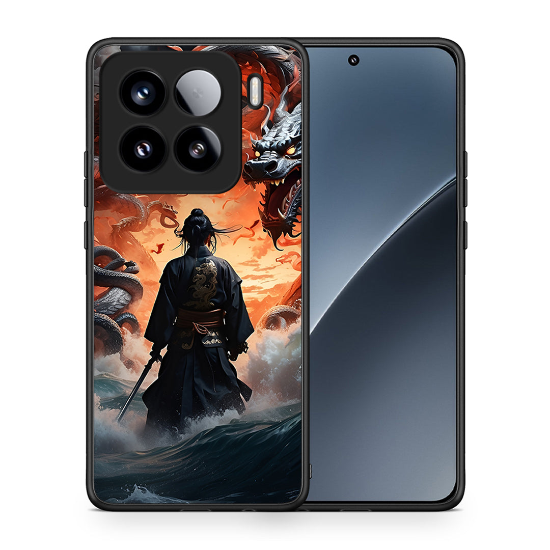 Θήκη Xiaomi 15 Dragons Fight από τη Smartfits με σχέδιο στο πίσω μέρος και μαύρο περίβλημα | Xiaomi 15 Dragons Fight case with colorful back and black bezels