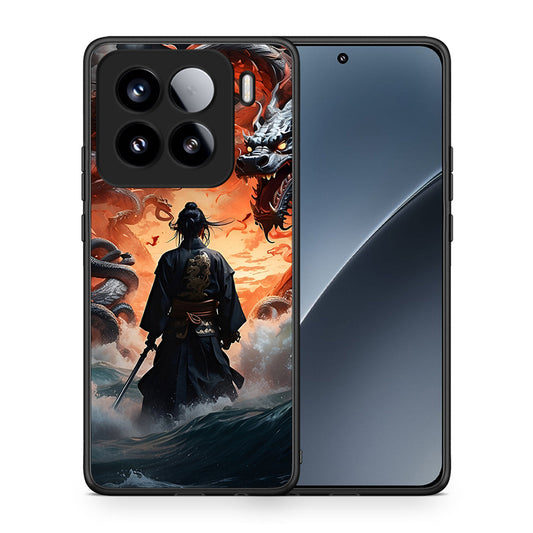 Θήκη Xiaomi 15 Dragons Fight από τη Smartfits με σχέδιο στο πίσω μέρος και μαύρο περίβλημα | Xiaomi 15 Dragons Fight case with colorful back and black bezels