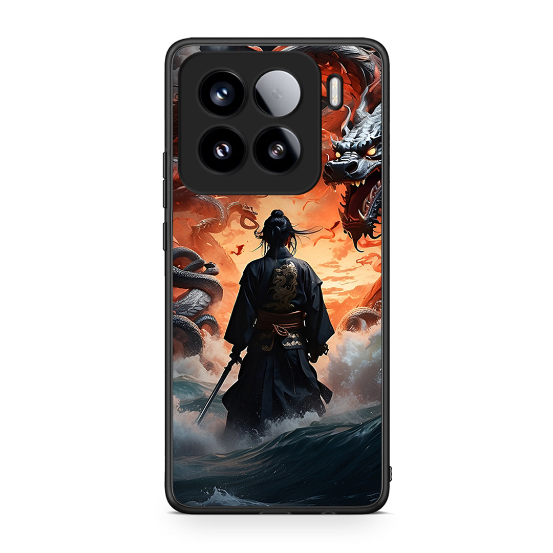 Xiaomi 15 Dragons Fight θήκη από τη Smartfits με σχέδιο στο πίσω μέρος και μαύρο περίβλημα | Smartphone case with colorful back and black bezels by Smartfits