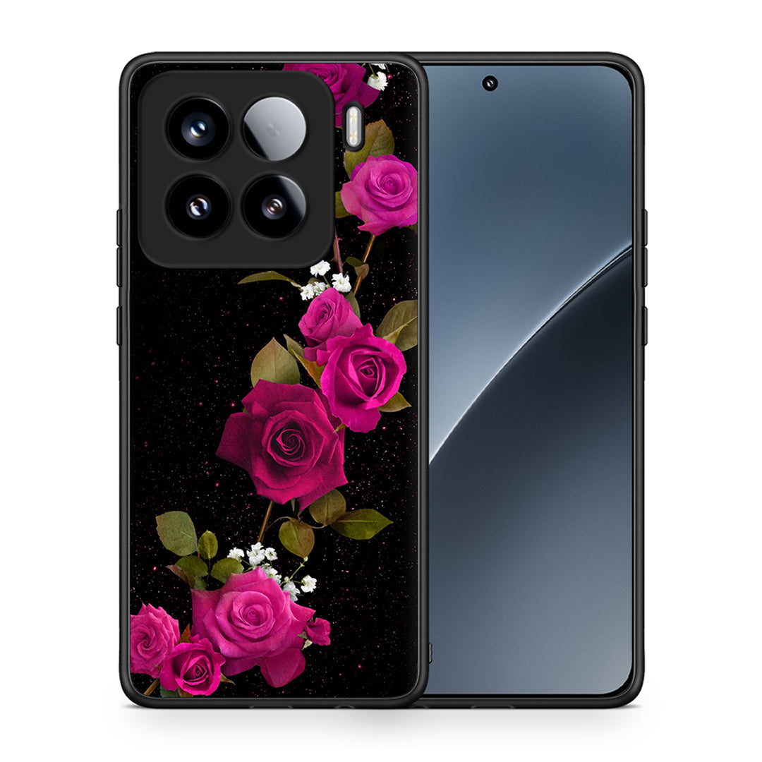 Θήκη Xiaomi 15 Red Roses Flower από τη Smartfits με σχέδιο στο πίσω μέρος και μαύρο περίβλημα | Xiaomi 15 Red Roses Flower case with colorful back and black bezels