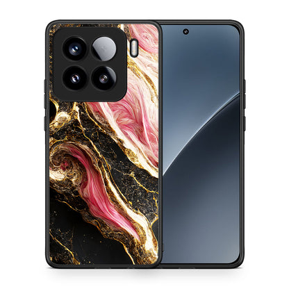 Θήκη Xiaomi 15 Glamorous Pink Marble από τη Smartfits με σχέδιο στο πίσω μέρος και μαύρο περίβλημα | Xiaomi 15 Glamorous Pink Marble case with colorful back and black bezels