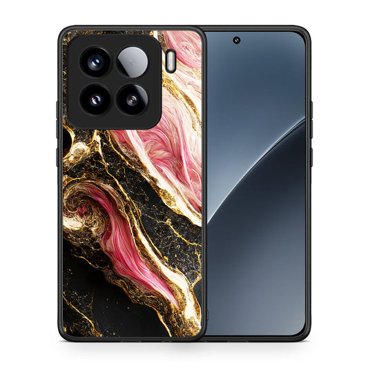 Θήκη Xiaomi 15 Glamorous Pink Marble από τη Smartfits με σχέδιο στο πίσω μέρος και μαύρο περίβλημα | Xiaomi 15 Glamorous Pink Marble case with colorful back and black bezels