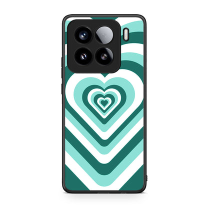 Xiaomi 15 Green Hearts θήκη από τη Smartfits με σχέδιο στο πίσω μέρος και μαύρο περίβλημα | Smartphone case with colorful back and black bezels by Smartfits