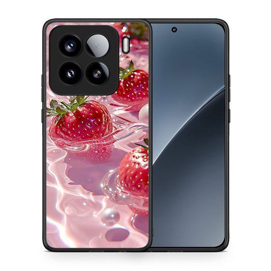 Θήκη Xiaomi 15 Juicy Strawberries από τη Smartfits με σχέδιο στο πίσω μέρος και μαύρο περίβλημα | Xiaomi 15 Juicy Strawberries case with colorful back and black bezels