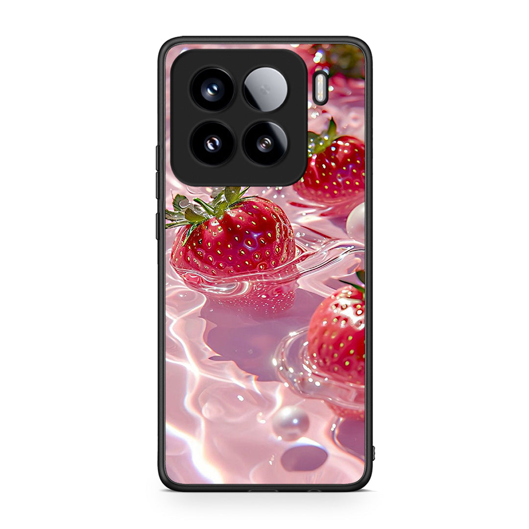 Xiaomi 15 Juicy Strawberries θήκη από τη Smartfits με σχέδιο στο πίσω μέρος και μαύρο περίβλημα | Smartphone case with colorful back and black bezels by Smartfits