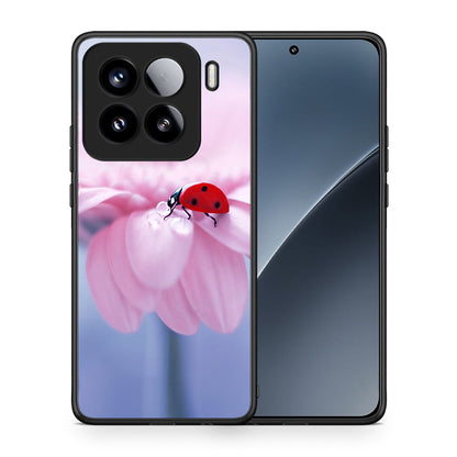 Θήκη Xiaomi 15 Ladybug Flower από τη Smartfits με σχέδιο στο πίσω μέρος και μαύρο περίβλημα | Xiaomi 15 Ladybug Flower case with colorful back and black bezels