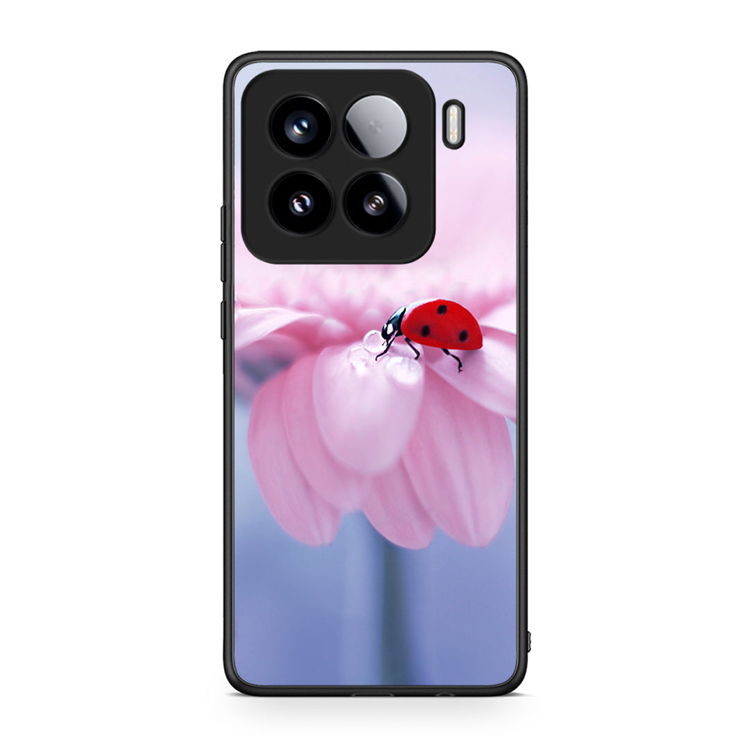 Xiaomi 15 Ladybug Flower θήκη από τη Smartfits με σχέδιο στο πίσω μέρος και μαύρο περίβλημα | Smartphone case with colorful back and black bezels by Smartfits