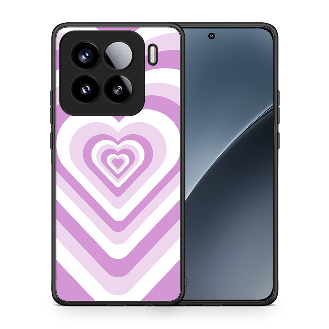 Θήκη Xiaomi 15 Lilac Hearts από τη Smartfits με σχέδιο στο πίσω μέρος και μαύρο περίβλημα | Xiaomi 15 Lilac Hearts case with colorful back and black bezels