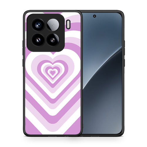 Θήκη Xiaomi 15 Lilac Hearts από τη Smartfits με σχέδιο στο πίσω μέρος και μαύρο περίβλημα | Xiaomi 15 Lilac Hearts case with colorful back and black bezels