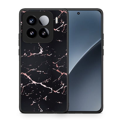 Θήκη Xiaomi 15 Black Rosegold Marble από τη Smartfits με σχέδιο στο πίσω μέρος και μαύρο περίβλημα | Xiaomi 15 Black Rosegold Marble case with colorful back and black bezels