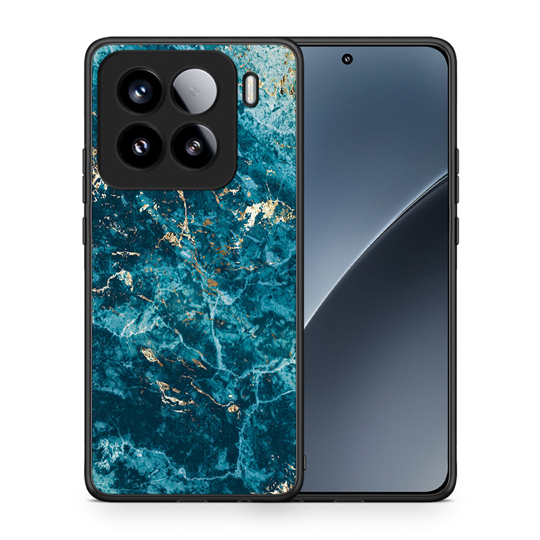 Θήκη Xiaomi 15 Marble Blue από τη Smartfits με σχέδιο στο πίσω μέρος και μαύρο περίβλημα | Xiaomi 15 Marble Blue case with colorful back and black bezels