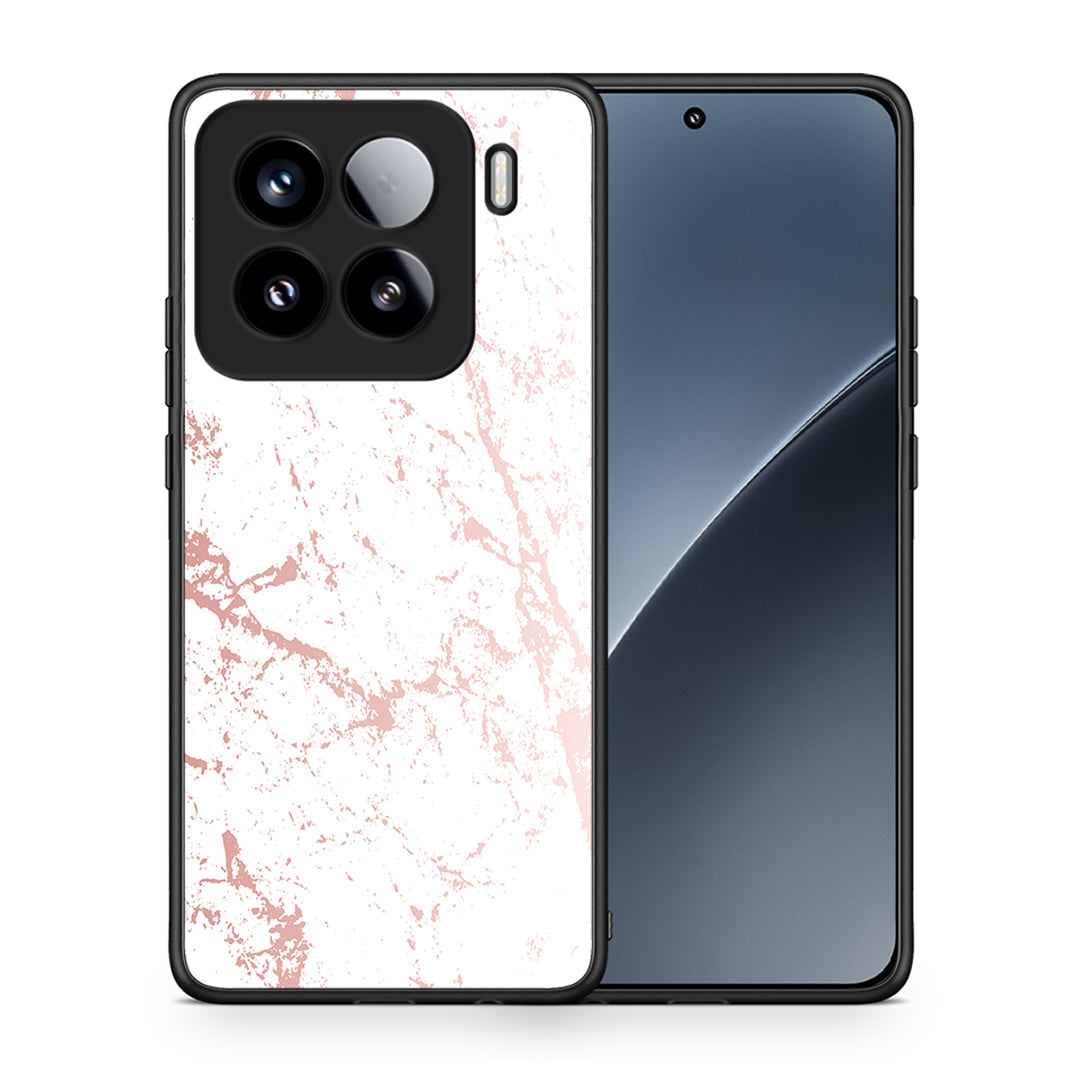 Θήκη Xiaomi 15 Pink Splash Marble από τη Smartfits με σχέδιο στο πίσω μέρος και μαύρο περίβλημα | Xiaomi 15 Pink Splash Marble case with colorful back and black bezels