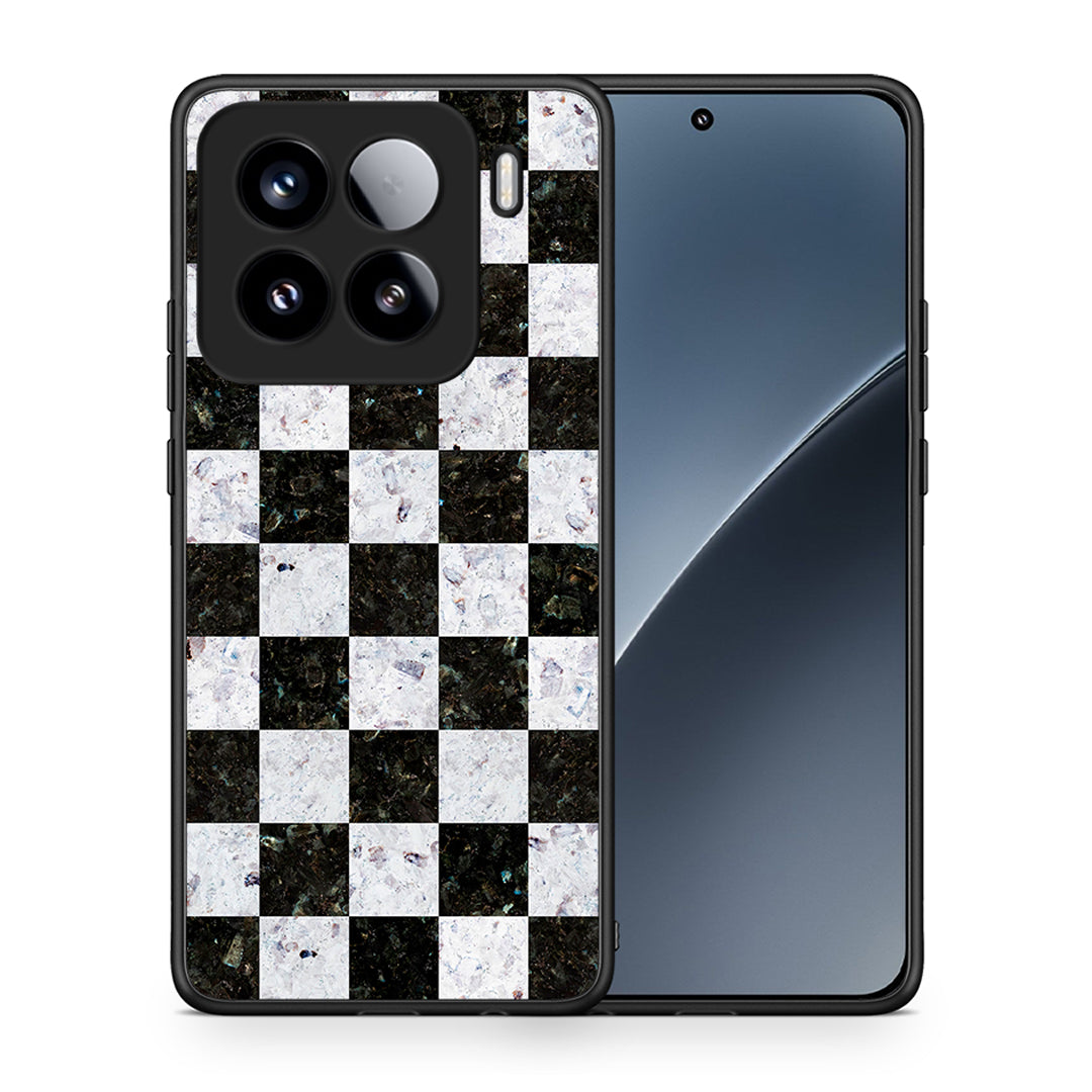 Θήκη Xiaomi 15 Square Geometric Marble από τη Smartfits με σχέδιο στο πίσω μέρος και μαύρο περίβλημα | Xiaomi 15 Square Geometric Marble case with colorful back and black bezels