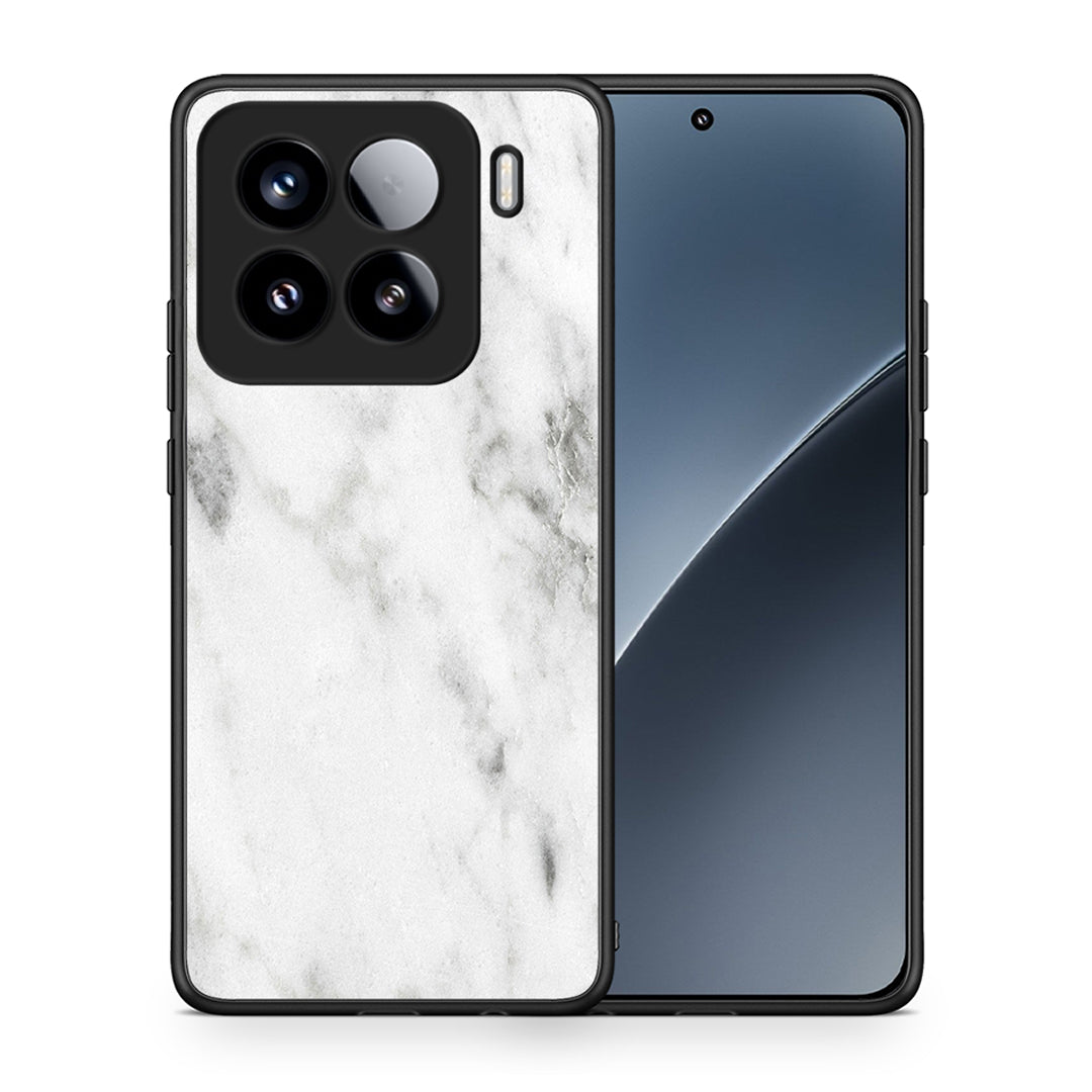 Θήκη Xiaomi 15 White Marble από τη Smartfits με σχέδιο στο πίσω μέρος και μαύρο περίβλημα | Xiaomi 15 White Marble case with colorful back and black bezels