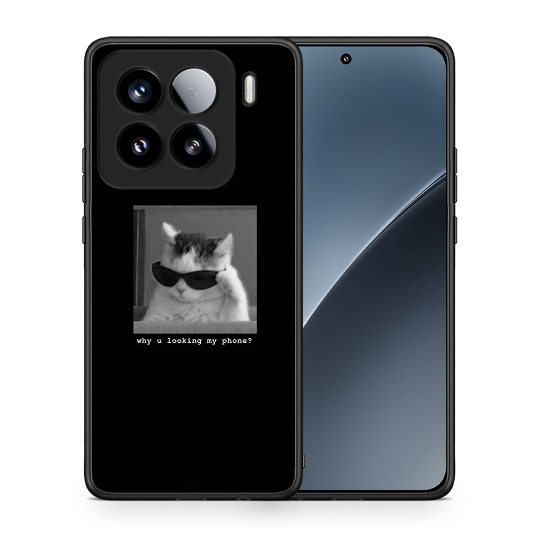 Θήκη Xiaomi 15 Meme Cat από τη Smartfits με σχέδιο στο πίσω μέρος και μαύρο περίβλημα | Xiaomi 15 Meme Cat case with colorful back and black bezels